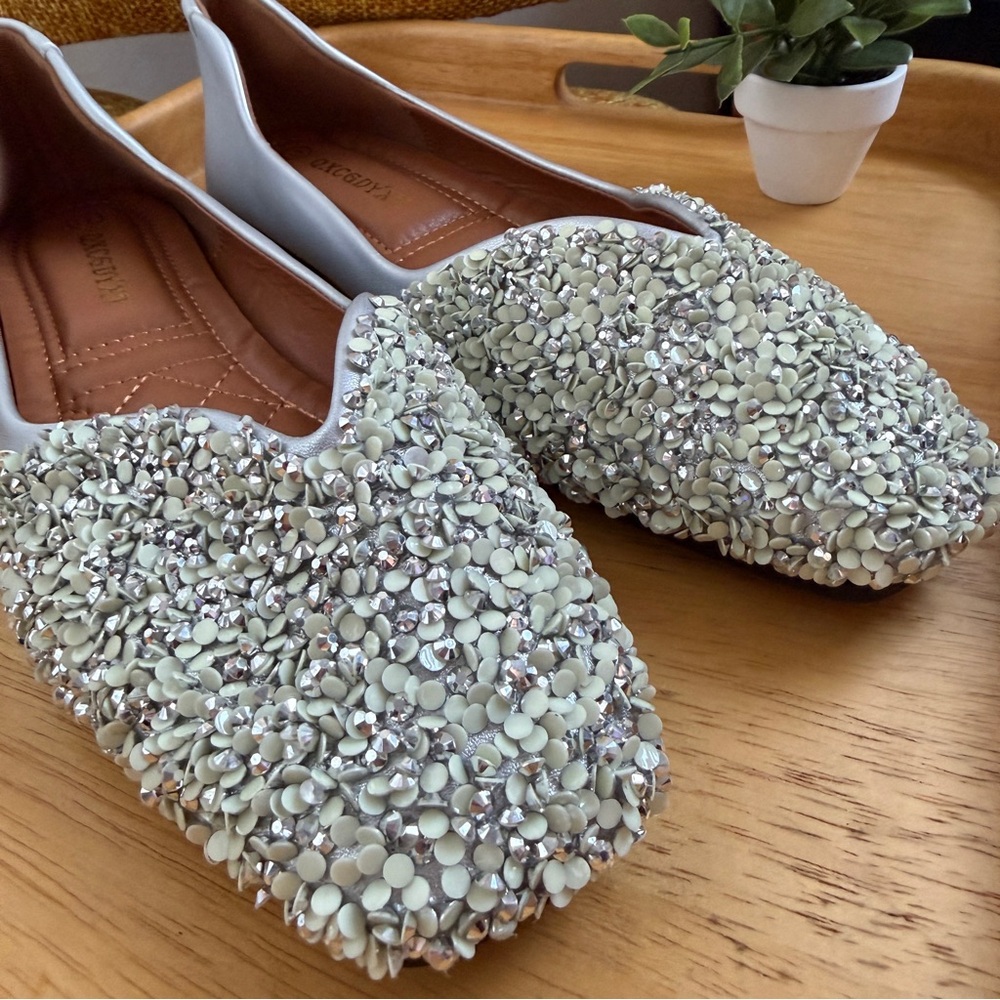 Embellished Silver Beaded Flats - Picture 3 of 7